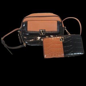 Victoria's Secret Brown/Black Crossbody Purse and Matching Zip Wallet